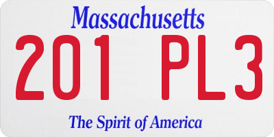 MA license plate 201PL3