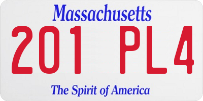 MA license plate 201PL4