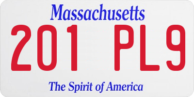 MA license plate 201PL9