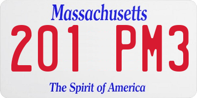 MA license plate 201PM3
