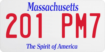 MA license plate 201PM7