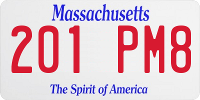MA license plate 201PM8