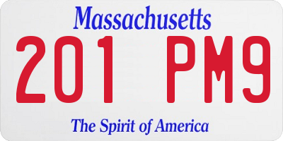 MA license plate 201PM9