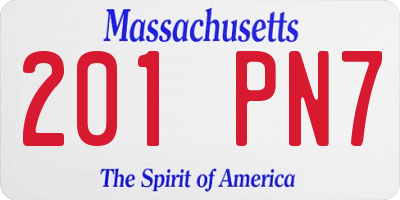 MA license plate 201PN7