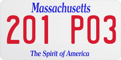 MA license plate 201PO3