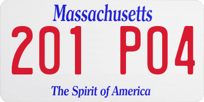 MA license plate 201PO4