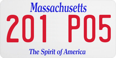 MA license plate 201PO5