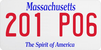 MA license plate 201PO6
