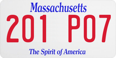 MA license plate 201PO7
