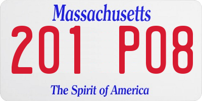 MA license plate 201PO8