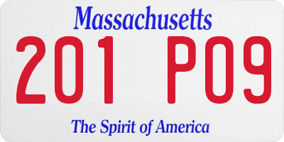 MA license plate 201PO9
