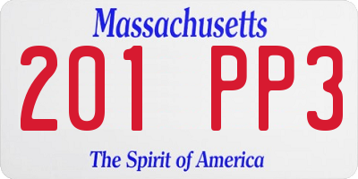 MA license plate 201PP3