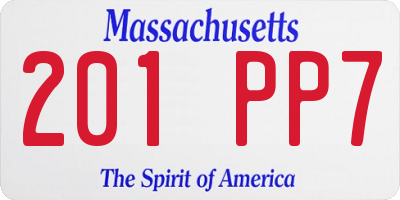 MA license plate 201PP7