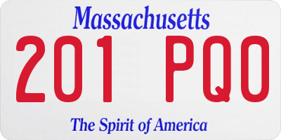 MA license plate 201PQ0