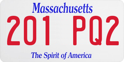 MA license plate 201PQ2