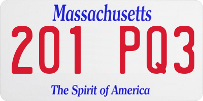 MA license plate 201PQ3