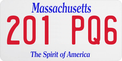 MA license plate 201PQ6