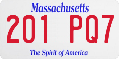 MA license plate 201PQ7