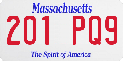MA license plate 201PQ9
