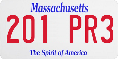 MA license plate 201PR3
