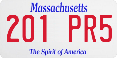 MA license plate 201PR5