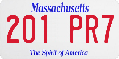 MA license plate 201PR7