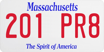 MA license plate 201PR8