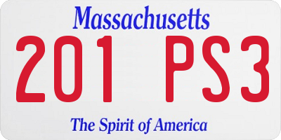 MA license plate 201PS3
