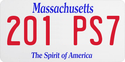 MA license plate 201PS7