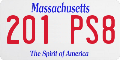 MA license plate 201PS8