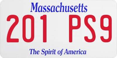 MA license plate 201PS9