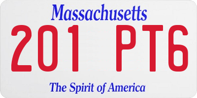 MA license plate 201PT6