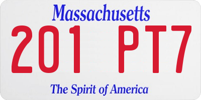 MA license plate 201PT7