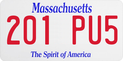MA license plate 201PU5