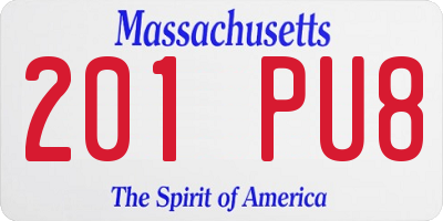 MA license plate 201PU8