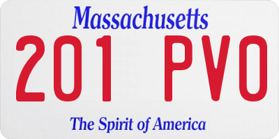 MA license plate 201PV0
