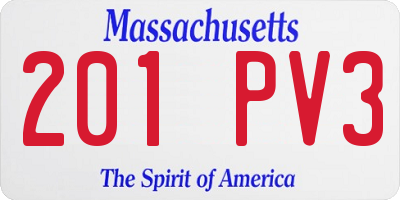 MA license plate 201PV3