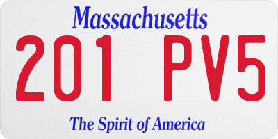 MA license plate 201PV5