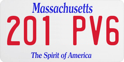 MA license plate 201PV6