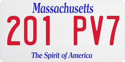 MA license plate 201PV7