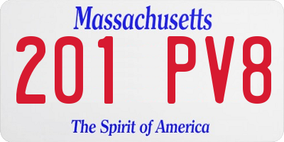 MA license plate 201PV8