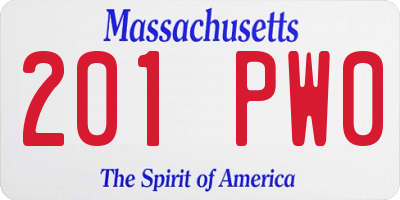 MA license plate 201PW0