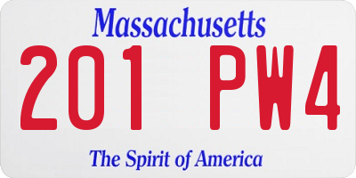 MA license plate 201PW4