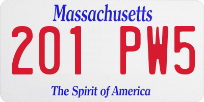 MA license plate 201PW5