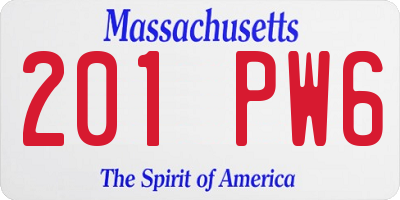 MA license plate 201PW6