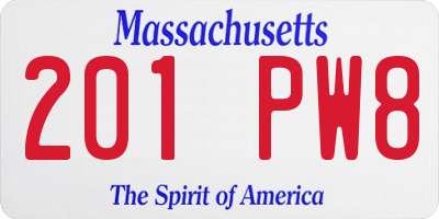 MA license plate 201PW8