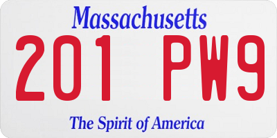 MA license plate 201PW9