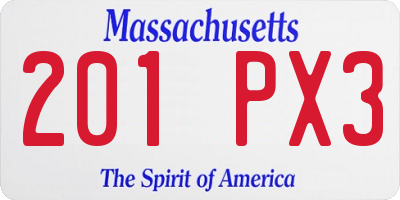 MA license plate 201PX3