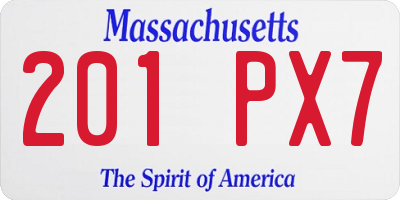 MA license plate 201PX7