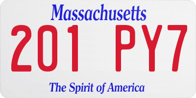 MA license plate 201PY7